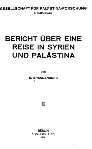 Bericht über eine Reise in Syrien und Palästina