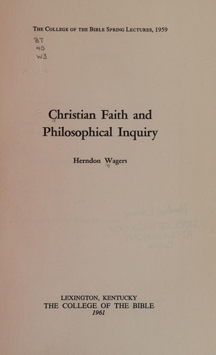 Christian faith and philosophical inquiry