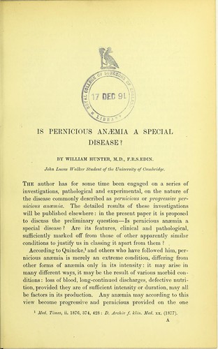 Is pernicious anaemia a special disease?