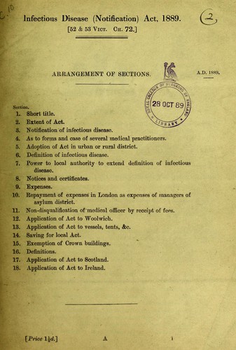Infectious Disease (Notification) Act, 1889