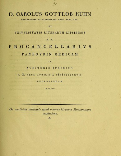 De medicina militaris apud veteres Graecos Romanosque conditione. X