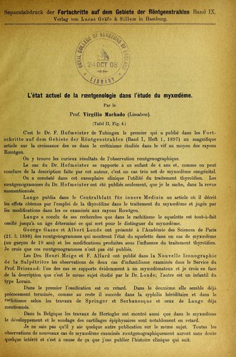 L'état actuel de la roentgenologie dans l'étude du myxoedème