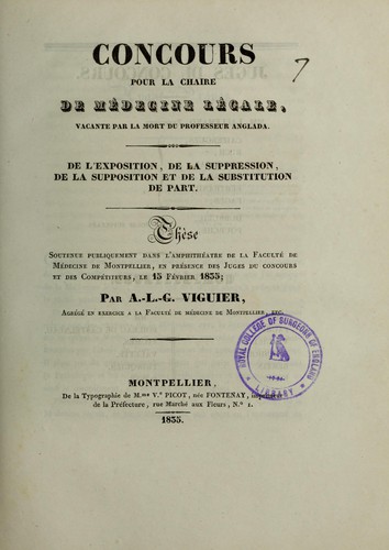 De l'exposition, de la suppression, de la supposition et de la substitution de part