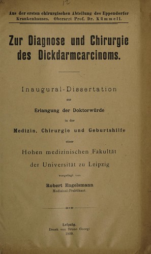 Zur Diagnose und Chirurgie des Dickdarmscarcinoms ...