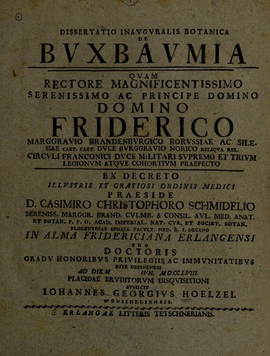 Dissertatio inauguralis botanica de Buxbaumia...