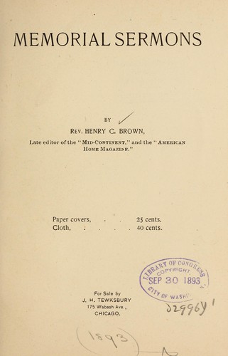 Memorial sermons