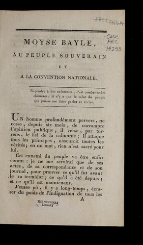 Moyse Bayle, au peuple souverain et a la Convention nationale