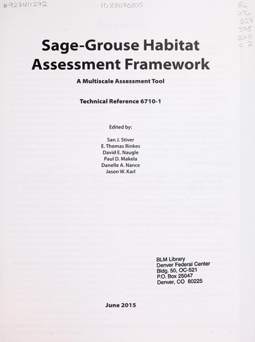 Sage-grouse habitat assessment framework