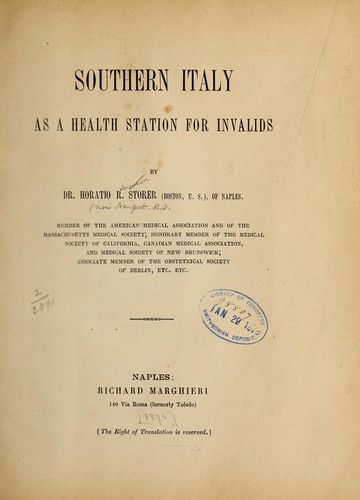 Southern Italy as a health station for invalids