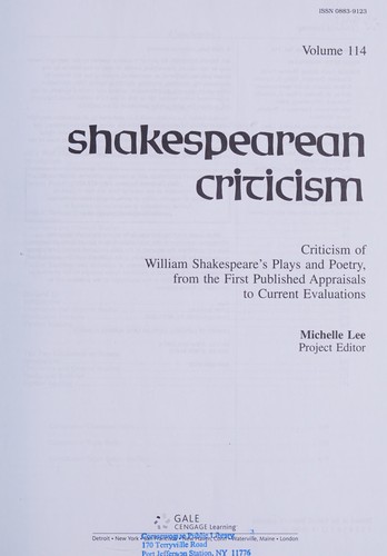 Shakespearean Criticism (Shakespearean Criticism (Gale Res))
