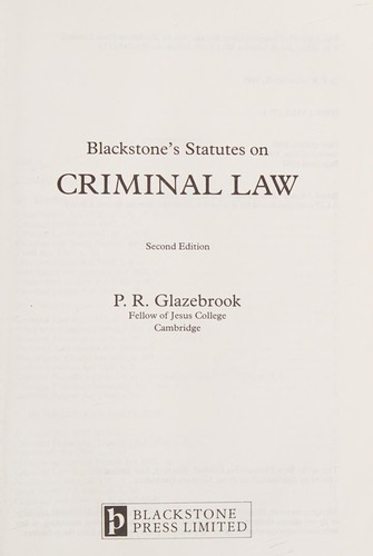 Criminal Law Statutes (Blackstone's Statute Books)