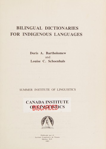 Bilingual dictionaries for indigenous languages