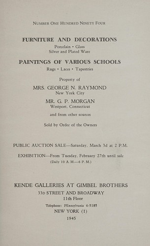 Furniture and decorations; paintings of various schools