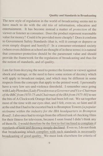 Broadcasting standards - quality or control?
