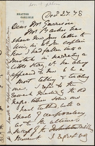 [Letter to] Dear Mr. Garrison