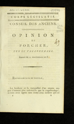 Opinion de Porcher sur le vagabondage