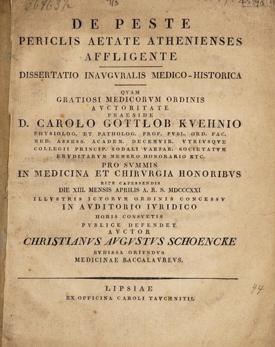 De peste Periclis aetate Athenienses affligente ...