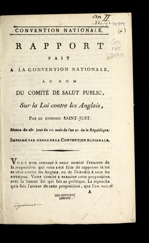 Rapport fait a la Convention nationale, au nom du Comite  de salut public, sur la loi contre les Anglais