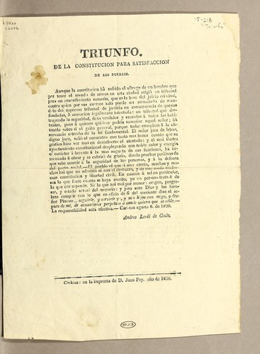 Triunfo de la constitucion para satisfaccion de los pueblos