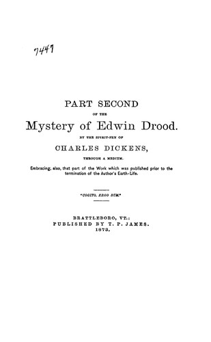 PART SECOND OF THE Mystery of Edwin Drood