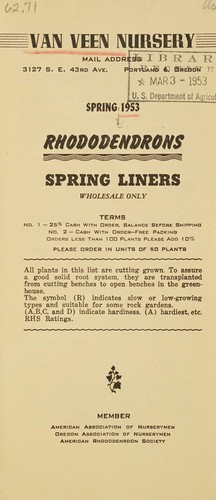 Rhododendrons, spring liners