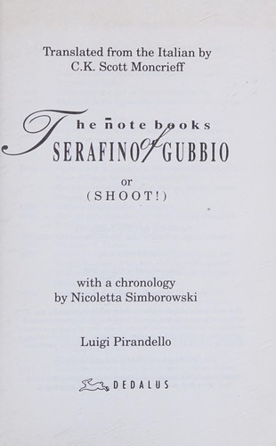 The notebooks of Serafino Gubbio, or, (shoot!)