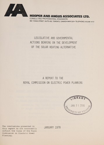 Legislative and governmental actions bearing on the development of the solar heating alternative