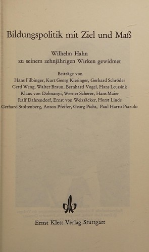 Bildungspolitik mit Ziel und Mass