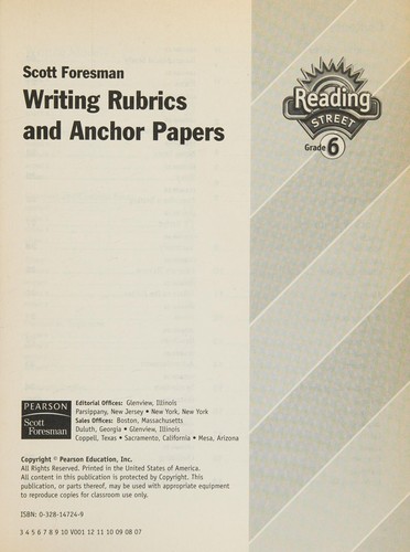 READING 2007 ANCHOR PAPER AND WRITING RUBRICS GRADE 6