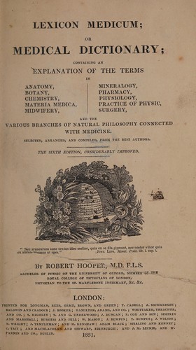 Lexicon medicum; or medical dictionary