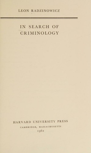 In search of criminology