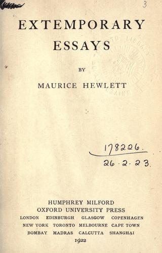 Extemporary essays.