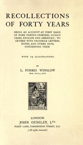 Recollections of forty years