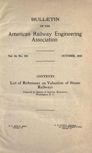 List of references on valuation of steam railways