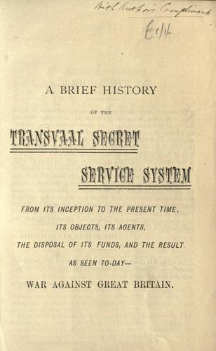 A brief history of the Transvaal secret service system