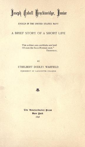 Joseph Cabell Breckinridge, junior, ensign in the United States Navy