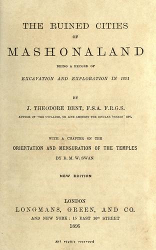 The ruined cities of Mashonaland