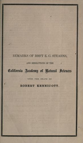 Remarks of Rob't E.C. Stearns