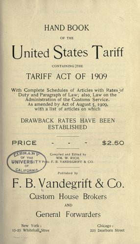 Hand book of the United States tariff containing the Tariff act of 1909