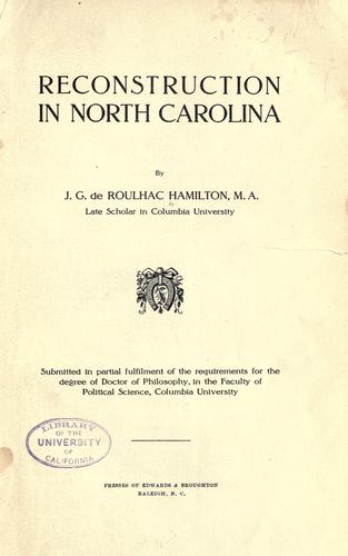 Reconstruction in North Carolina ...