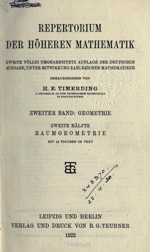 Repertorium der höheren Mathematik.