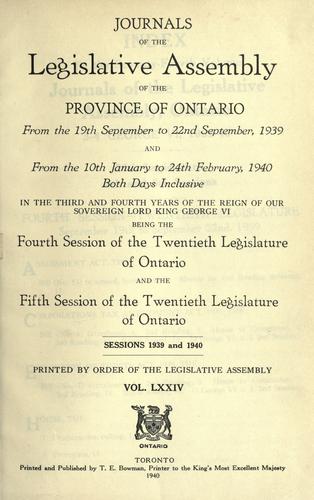 Journals of the Legislative Assembly of the Province of Ontario.