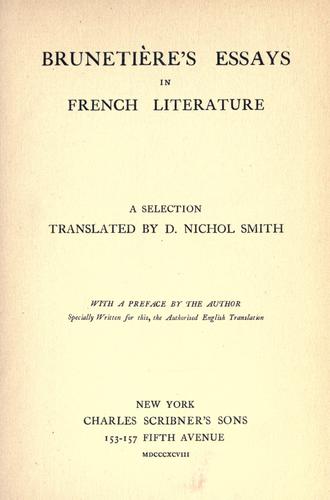Brunetière's essays in French literature