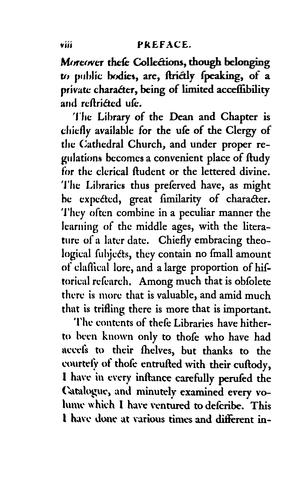 Notes on the cathedral libraries of England.