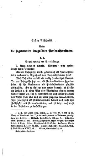 Die sogenannten irregulären Servituten nach römischem Recht.