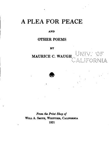 A plea for peace, and other poems