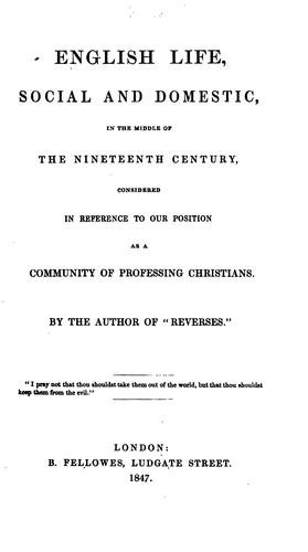 English life, social and domestic, in the middle of the nineteenth century