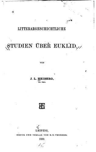 Litterargeschichtliche Studien über Euklid
