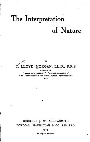 The interpretation of nature