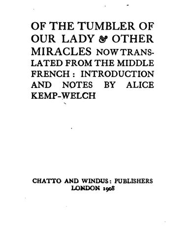 Of the tumbler of Our Lady